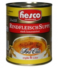 Klare Rindfleischsuppe First Class mit Fleisch 1:6, 850 ml (ergibt 6 Ltr.)